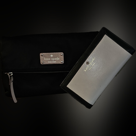 Kate Spade Wilson Road Nylon Crossbody Black and Pink with Wallet - Picture 1 of 14